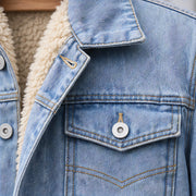 Byron Men's Classic Sherpa-Lined Denim Jacket - Light Blue - Chest Pocket Jacket - Michael Verde - Image 4