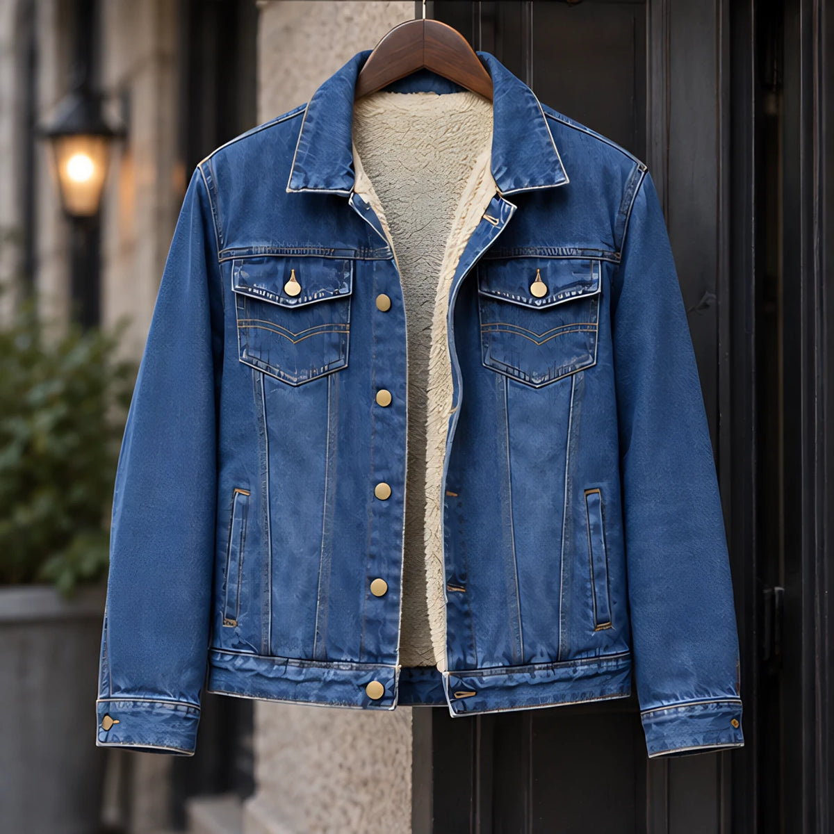 Byron Men's Classic Sherpa-Lined Denim Jacket - Dark Blue - Casual Jacket - Michael Verde - Image 3