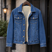 Byron Men's Classic Sherpa-Lined Denim Jacket - Dark Blue - Casual Jacket - Michael Verde - Image 3