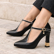 Caelisse Women's Leather T-Strap Pumps - Black - Women's - Michael Verde - Image 4
