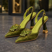 Calandra Women's Crystal Slingback Heels - Green - Footwear - Michael Verde - Image 2