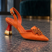 Calandra Women's Crystal Slingback Heels - Tangerine - Heels - Michael Verde - Image 3