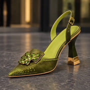 Calandra Women's Crystal Slingback Heels - Green - Heels - Michael Verde - Image 3