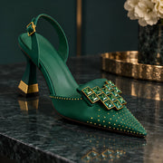 Calandra Women's Crystal Slingback Heels - Emerald - Heels - Michael Verde - Image 3