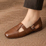 Calista Women's Leather T-Strap Pumps - Brown - Women's Footwear > Pumps > T-Strap Pumps - Michael Verde - Image 1