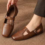 Calista Women's Leather T-Strap Pumps - Brown - Women's Shoes - Michael Verde - Image 2