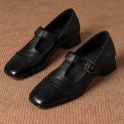 Calista Women's Leather T-Strap Pumps - Black - female - Michael Verde - Image 4