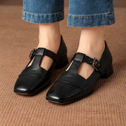 Calista Women's Leather T-Strap Pumps - Black - Women's Heels - Michael Verde - Image 3