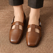 Calista Women's Leather T-Strap Pumps - Brown - Women's Heels - Michael Verde - Image 3