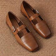 Calista Women's Leather T-Strap Pumps - Brown - female - Michael Verde - Image 4