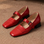 Calista Women's Leather T-Strap Pumps - Red - female - Michael Verde - Image 4