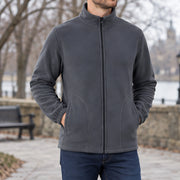 Cedric Men's Relaxed Fit Full-Zip Fleece Jacket - Gray - Men's Clothing > Outerwear > Fleece Jackets - Michael Verde - Image 1