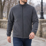 Cedric Men's Relaxed Fit Full-Zip Fleece Jacket - Gray - Catalog Group: Clothing - Michael Verde - Image 2