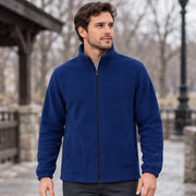 Cedric Men's Relaxed Fit Full-Zip Fleece Jacket - Denim Blue - Men's Clothing > Outerwear > Fleece Jackets - Michael Verde - Image 1
