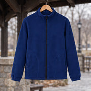 Cedric Men's Relaxed Fit Full-Zip Fleece Jacket - Denim Blue - Department: Men - Michael Verde - Image 3