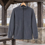 Cedric Men's Relaxed Fit Full-Zip Fleece Jacket - Gray - Department: Men - Michael Verde - Image 3