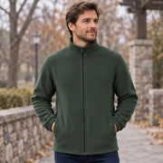 Cedric Men's Relaxed Fit Full-Zip Fleece Jacket - Army Green - Men's Clothing > Outerwear > Fleece Jackets - Michael Verde - Image 1