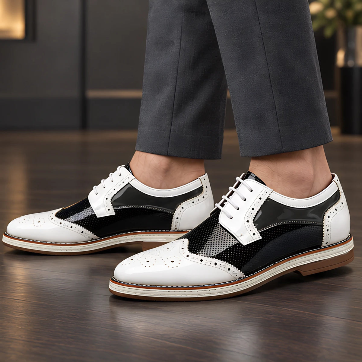 Channing Men's Two-Tone Brogue Oxfords - White - mens shoes - Michael Verde - Image 2
