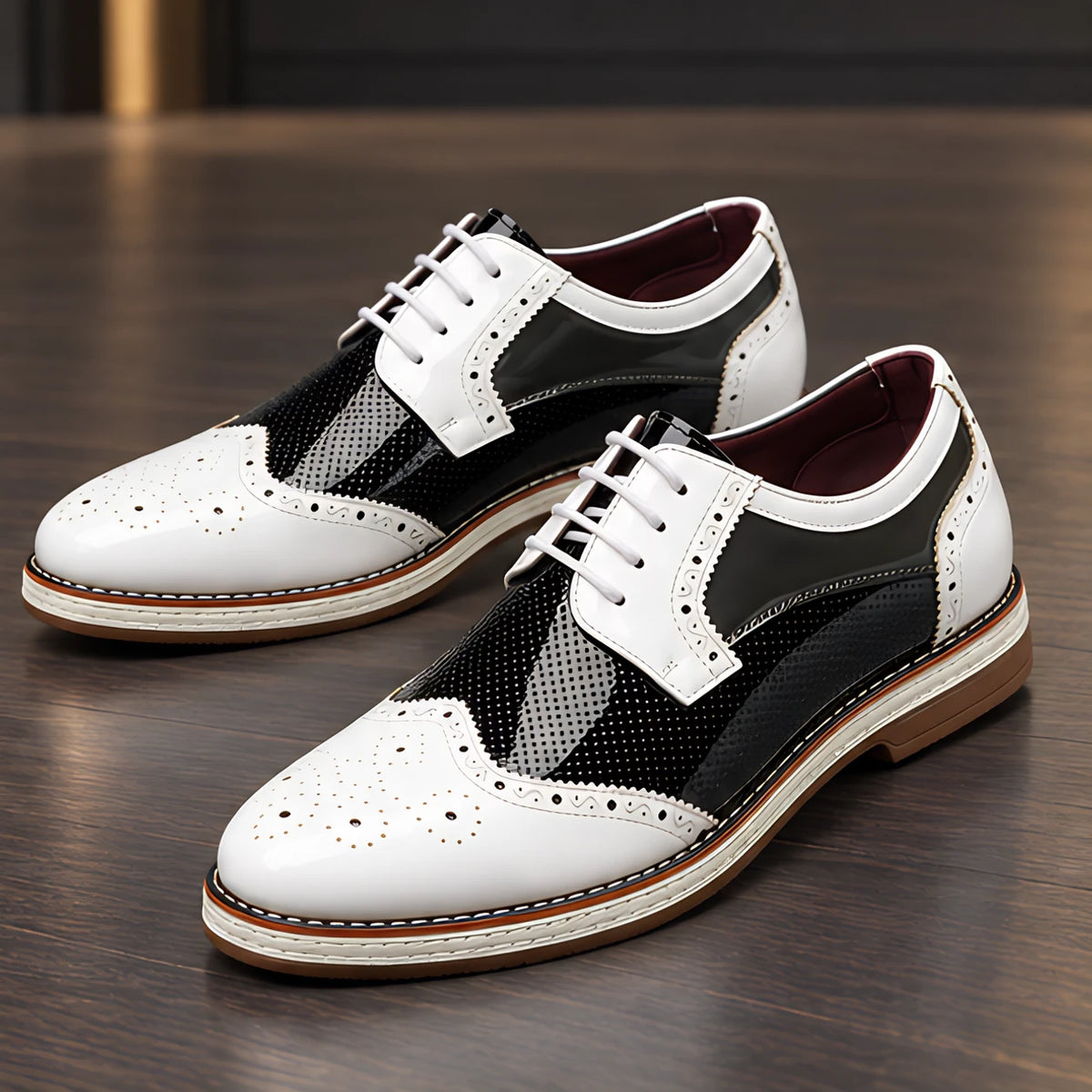 Channing Men's Two-Tone Brogue Oxfords - White - Shoes - Michael Verde - Image 3