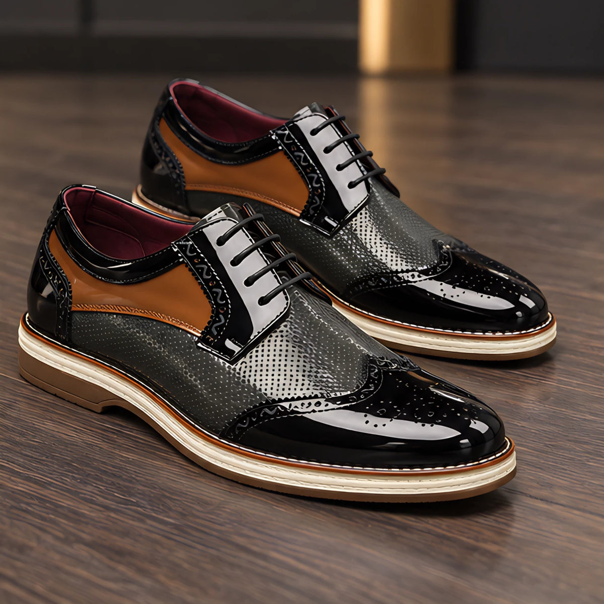 Channing Men's Two-Tone Brogue Oxfords - Black - Shoes - Michael Verde - Image 3