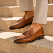 Clarendon Leather Tassel Slip-On Loafers - Brown - Men's Footwear > Tassel Loafers - Michael Verde - Image 1