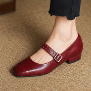 Dahlia Women's Leather Mary Jane Pumps - Maroon - Women's Footwear > Pumps > Mary Jane Pumps - Michael Verde - Image 1