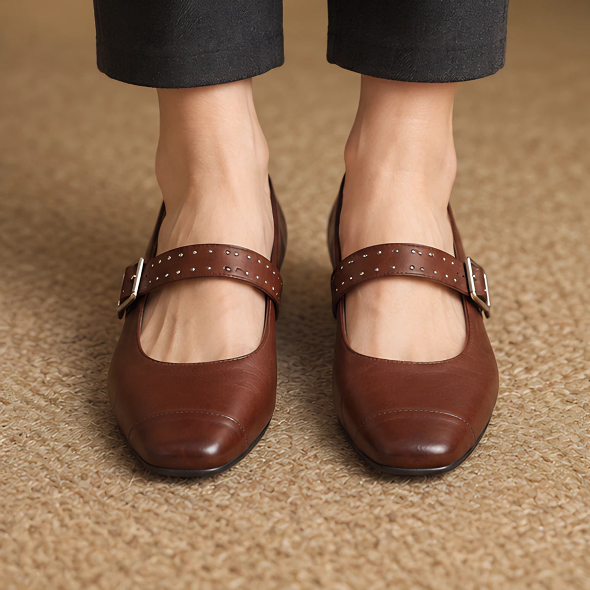 Dahlia Women's Leather Mary Jane Pumps - Brown - Shoes - Michael Verde - Image 3