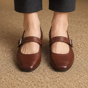 Dahlia Women's Leather Mary Jane Pumps - Brown - Shoes - Michael Verde - Image 3