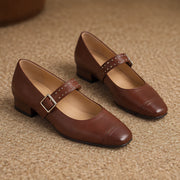 Dahlia Women's Leather Mary Jane Pumps - Brown - female - Michael Verde - Image 4