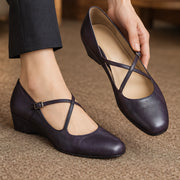 Danica Women's Leather Almond-Toe Flats - Purple - Women's Shoes - Michael Verde - Image 2