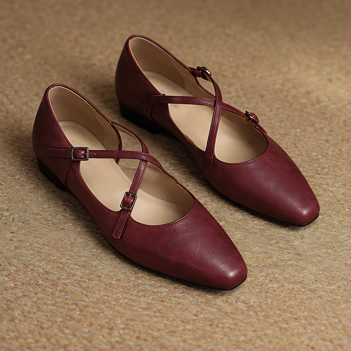 Danica Women's Leather Almond-Toe Flats - Maroon - female - Michael Verde - Image 4