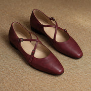 Danica Women's Leather Almond-Toe Flats - Maroon - female - Michael Verde - Image 4