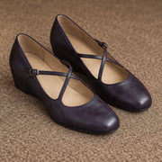 Danica Women's Leather Almond-Toe Flats - Purple - female - Michael Verde - Image 4