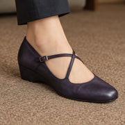 Danica Women's Leather Almond-Toe Flats - Purple - Women's Footwear > Flats > Cross-Strap Flats - Michael Verde - Image 1