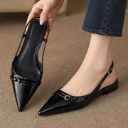 Danica Women's Leather Slingback Kitten Heels - Black - Women's Shoes - Michael Verde - Image 2