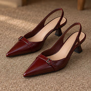 Danica Women's Leather Slingback Kitten Heels - Burgundy - female - Michael Verde - Image 4