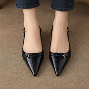 Danica Women's Leather Slingback Kitten Heels - Black - Shoes - Michael Verde - Image 3