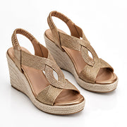 Delmara Women's Open-Toe Platform Wedge Sandals - Gold - Shoes - Michael Verde - Image 2
