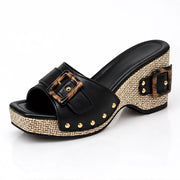 Delsara Women's Open-Toe Platform Slide Sandals - Black - Women's Footwear > Sandals > Platform Slide Sandals - Michael Verde - Image 1