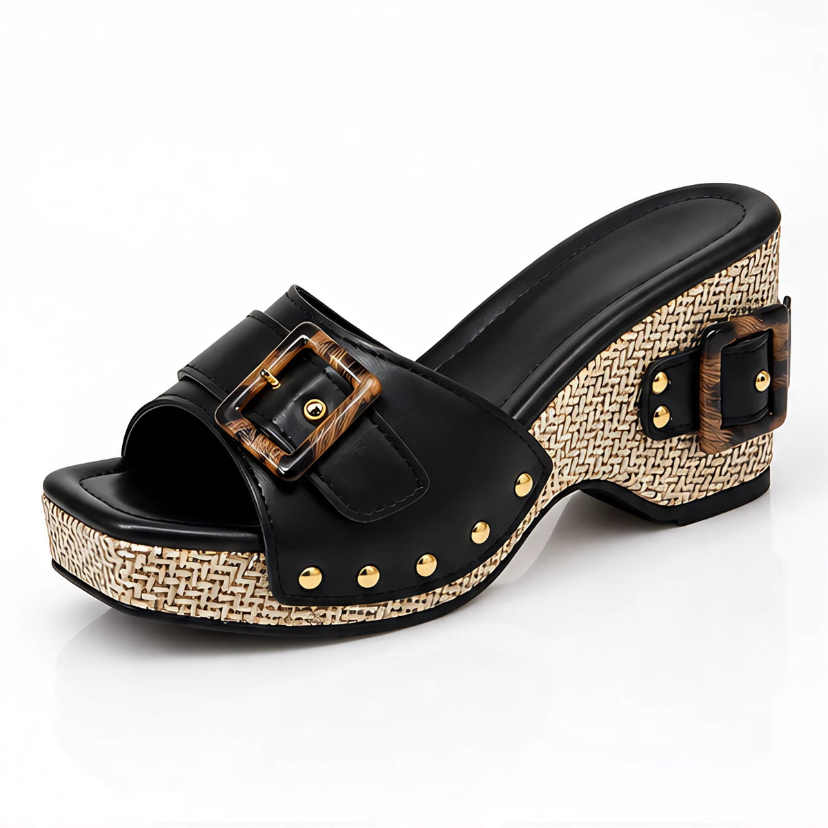 Delsara Women's Open-Toe Platform Slide Sandals - Black - Women's Footwear > Sandals > Platform Slide Sandals - Michael Verde - Image 1