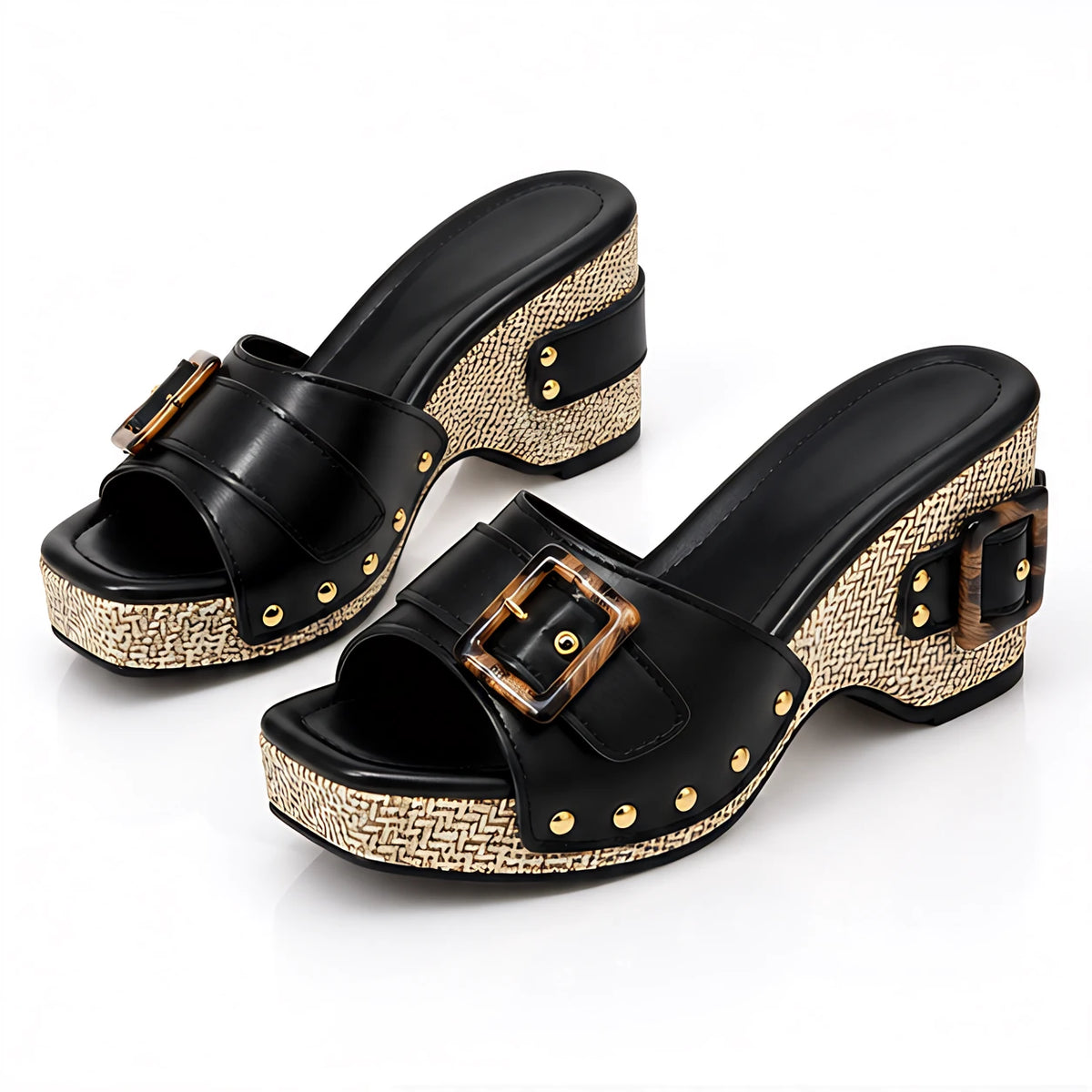 Delsara Women's Open-Toe Platform Slide Sandals - Black - Shoes - Michael Verde - Image 2