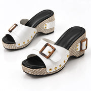 Delsara Women's Open-Toe Platform Slide Sandals - White - Shoes - Michael Verde - Image 2