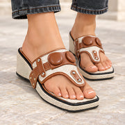 Delsara Women's Textured Platform Wedge Sandals - Brown - Women's Footwear > Sandals > Wedge Sandals - Michael Verde - Image 3
