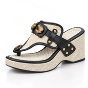 Delsara Women's Textured Platform Wedge Sandals - Black - Women's Footwear > Sandals > Wedge Sandals - Michael Verde - Image 1