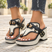 Delsara Women's Textured Platform Wedge Sandals - Black - Women's Footwear > Sandals > Wedge Sandals - Michael Verde - Image 3