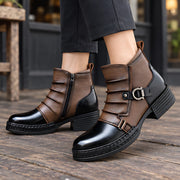 Eddington Buckle-Strap Leather Boots - Chestnut & Black Toe - Shoes - Michael Verde - Image 2