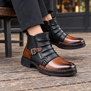 Eddington Buckle-Strap Leather Boots - Black & Cognac Toe - Men's Footwear > Boots > Ankle Boots - Michael Verde - Image 3