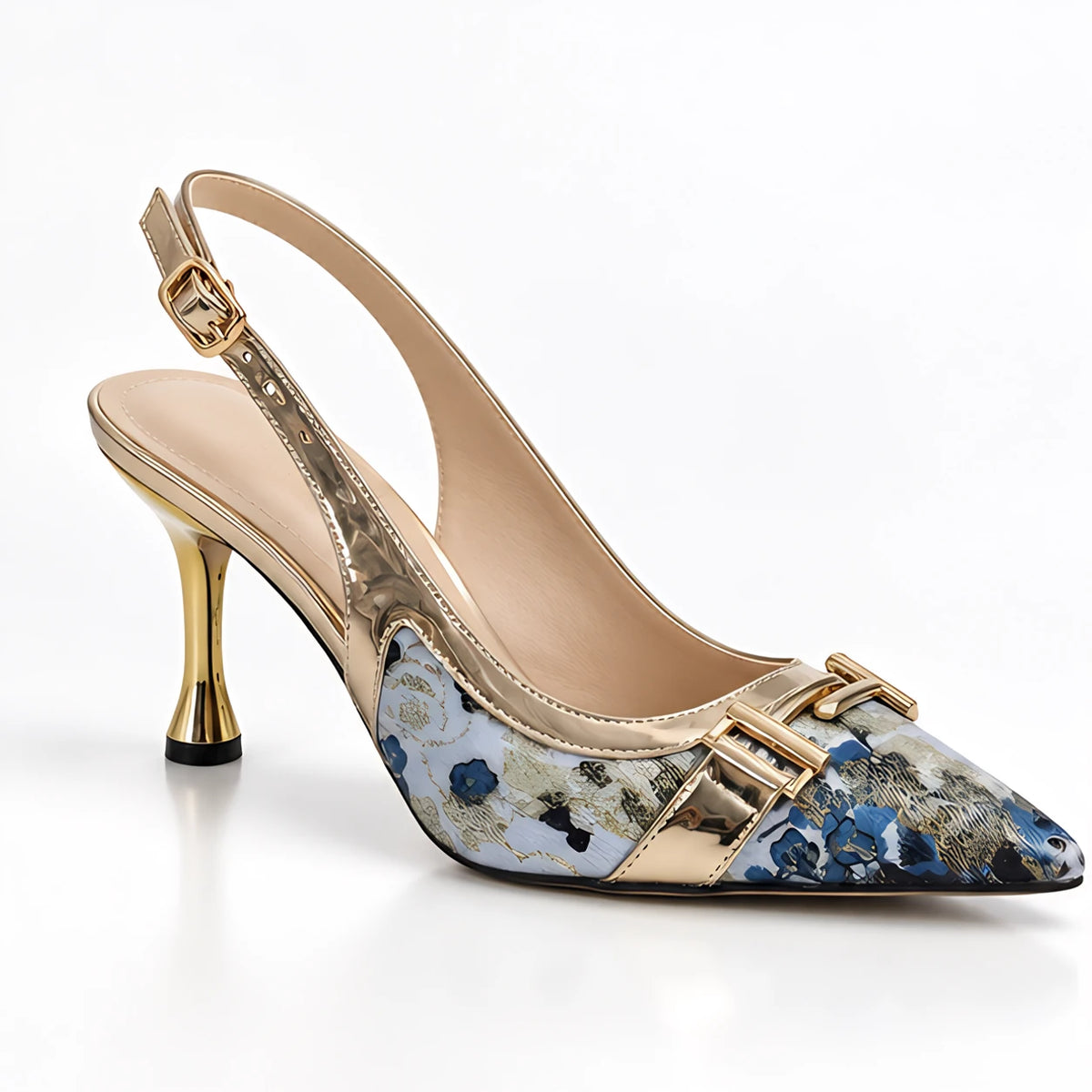 Elaria Women's Pointed-Toe Floral Slingback Heels - Blue - Women's Footwear > Heels > Slingback Heels - Michael Verde - Image 1