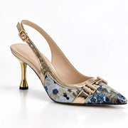 Elaria Women's Pointed-Toe Floral Slingback Heels - Blue - Women's Footwear > Heels > Slingback Heels - Michael Verde - Image 1