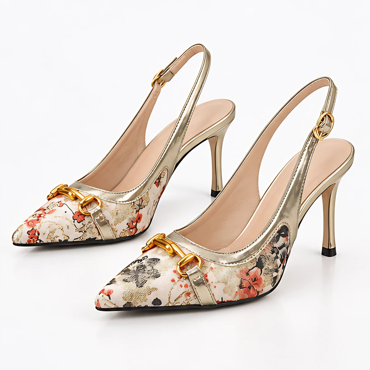 Elaria Women's Pointed-Toe Floral Slingback Heels - Porcelain Powder - Shoes - Michael Verde - Image 2